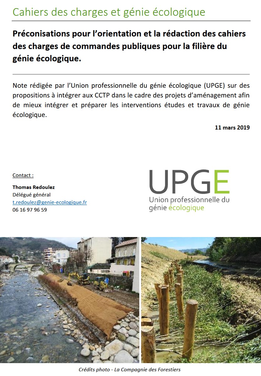 Préconisations pour l’orientation et la rédaction des cahiers des charges de commandes publiques pour la filière du génie écologique