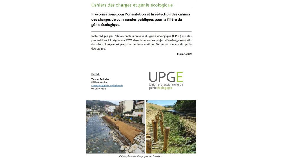 Préconisations pour l’orientation et la rédaction des cahiers des charges de commandes publiques pour la filière du génie écologique