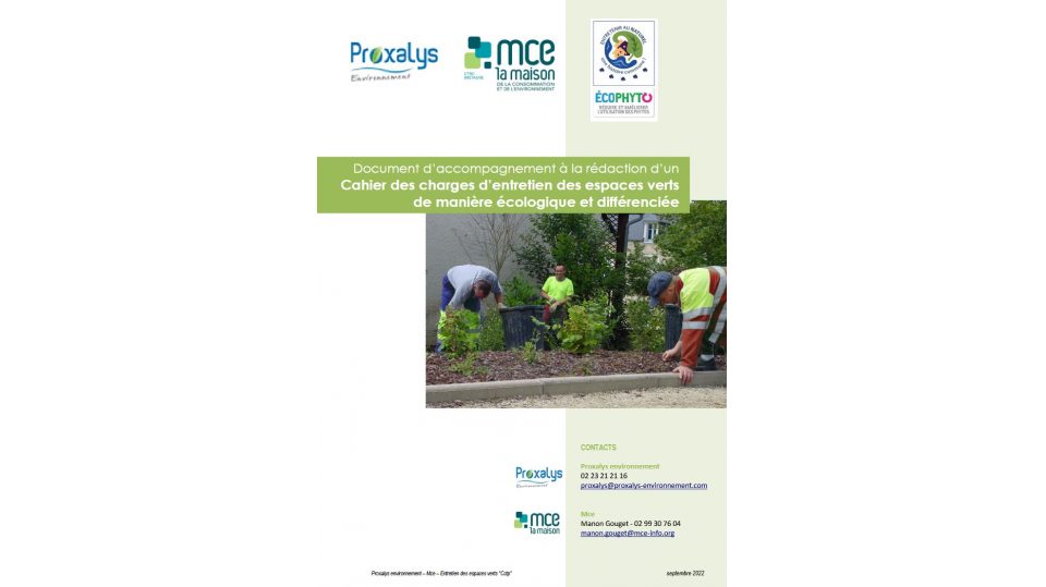 Document d’accompagnement à la rédaction d’un Cahier des charges d’entretien des espaces verts de manière écologique et différenciée